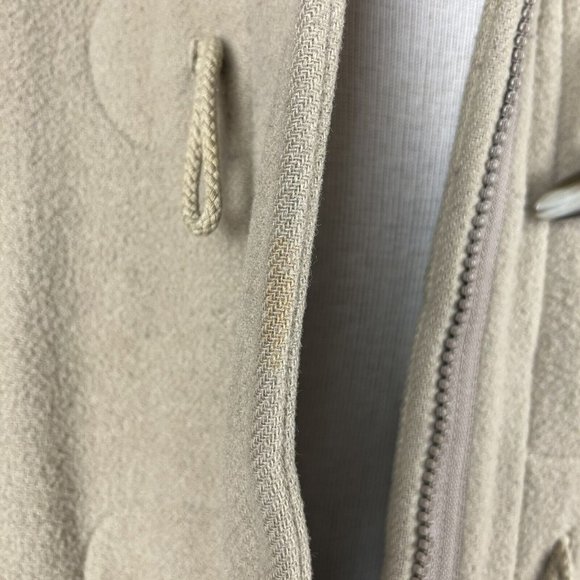 J. Crew Tan Khaki Wool Toggle Button Coat Women's Size Medium Hooded Jacket - Picture 3 of 11
